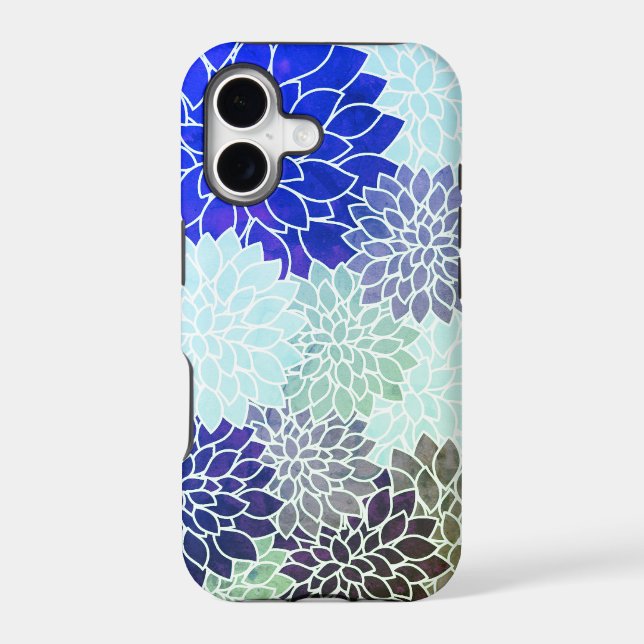 Blue Purple Green Flowers Pattern (Back)