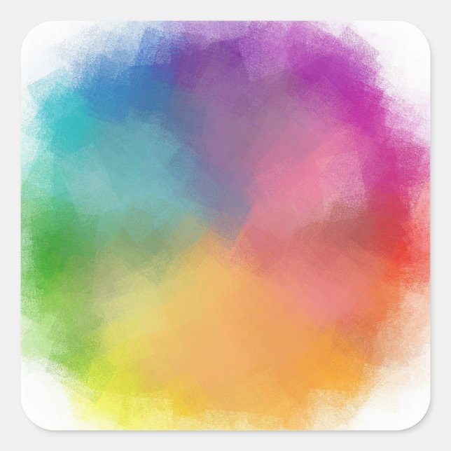 Blue Purple Green Pink Red Yellow Orange Template Square Sticker (Front)