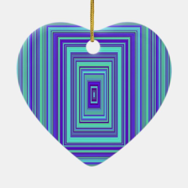 Blue Purple Green Rectangles Geometric Art Ceramic Tree Decoration (Back)
