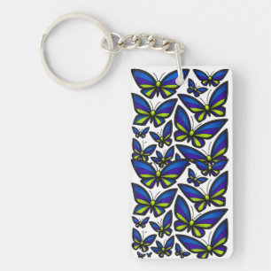 Blue Purple Green Wings Now Key Ring