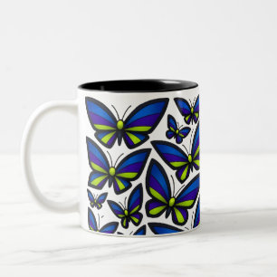 Blue Purple Green Wings Now Two-Tone Coffee Mug