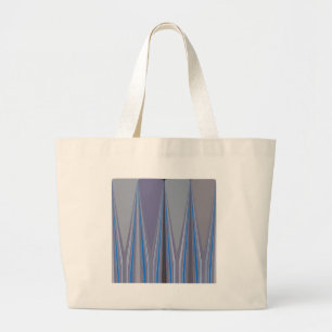 Blue, Purple, Grey Chevron Art Print Large Tote Bag