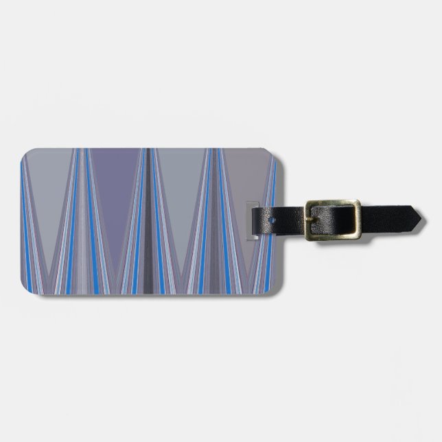Blue, Purple, Grey Chevron Art Print Luggage Tag (Front Horizontal)
