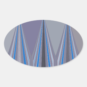 Blue, Purple, Grey Chevron Art Print Oval Sticker