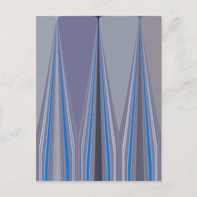 Blue, Purple, Grey Chevron Art Print Postcard (Front)