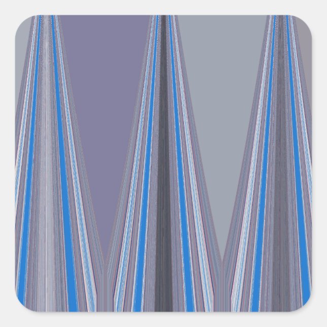 Blue, Purple, Grey Chevron Art Print Square Sticker (Front)
