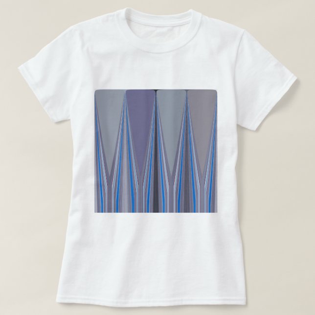 Blue, Purple, Grey Chevron Art Print T-Shirt (Design Front)