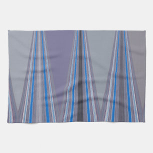 Blue, Purple, Grey Chevron Art Print Tea Towel