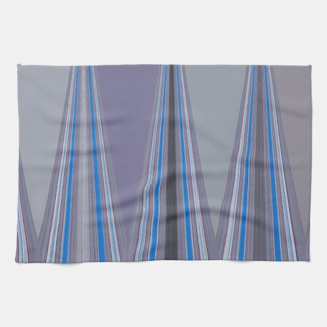 Blue, Purple, Grey Chevron Art Print Tea Towel (Horizontal)