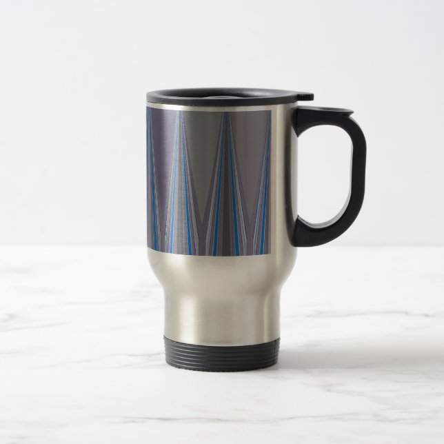Blue, Purple, Grey Chevron Art Print Travel Mug (Right)