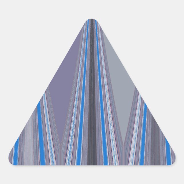 Blue, Purple, Grey Chevron Art Print Triangle Sticker (Front)