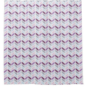 Blue, Purple, Grey Herringbone Pattern Design Shower Curtain