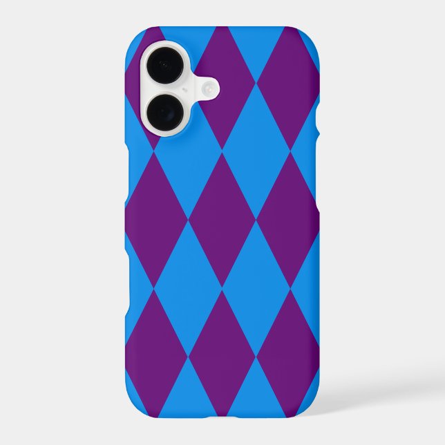 Blue Purple Harlequin Checkered Design  (Back)