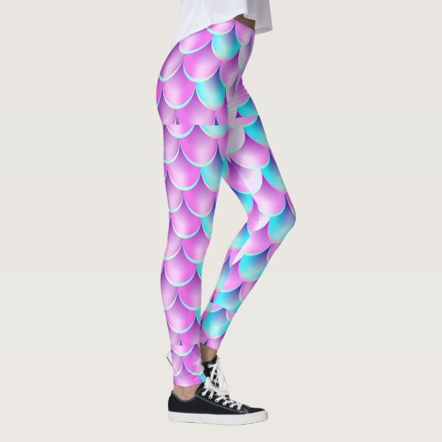 Blue Purple Holographic mermaid pattern Leggings (Right)