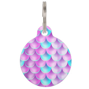 Blue Purple Holographic mermaid pattern Pet Tag