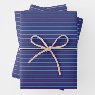 Blue & Purple Horizontal Striped Wrapping Paper Sheet