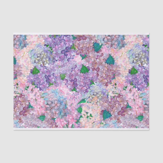 Blue Purple Hydrangea and Lilac Tissue Paper (Front)