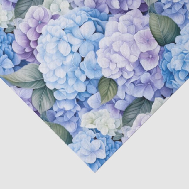 Blue Purple Hydrangeas Decoupage  Tissue Paper (Detail)