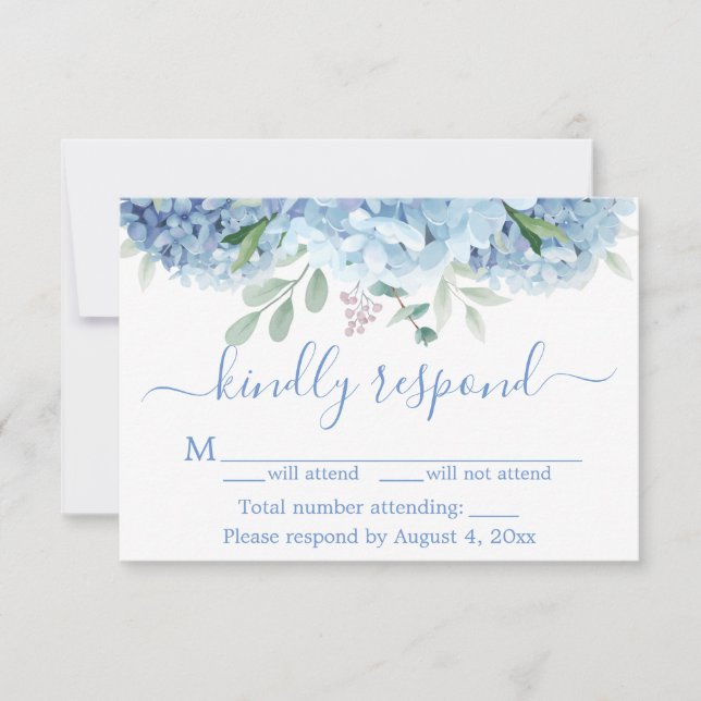 Blue Purple Hydrangeas Floral Birthday Party Thank You Card (Front)