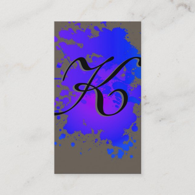 Blue Purple Ink Paint Splash Business Card (Front)
