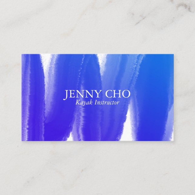 Blue purple inky paint stripe business card (Front)