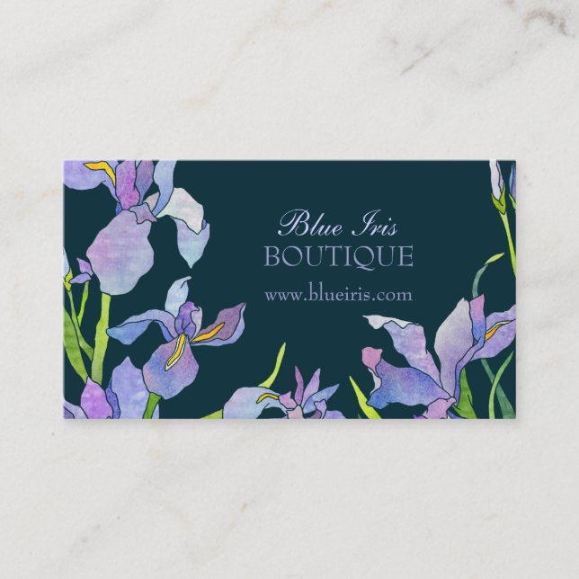 Blue Purple Iris Business Appointment Card (Front)