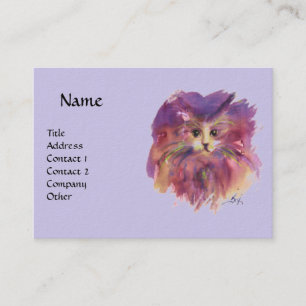 BLUE PURPLE KITTEN ,KITTY CAT PORTRAIT BUSINESS CARD