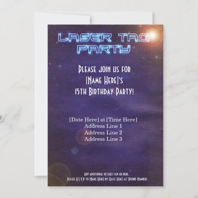 Blue & Purple Laser Tag Invite (Front)