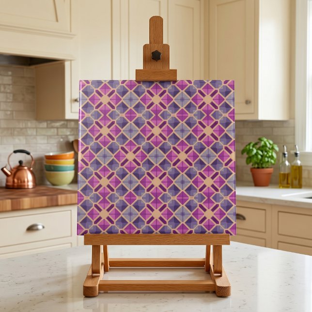 Blue Purple Lavender Mosaic Geometric Pattern Tile (Creator Uploaded)