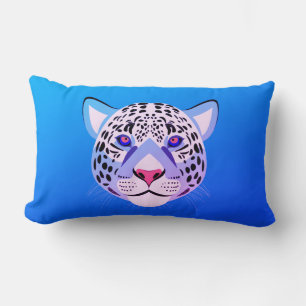 Blue & Purple Leopard Head Lumbar Pillow
