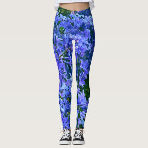 Blue purple lilacs romantic blue floral photo leggings