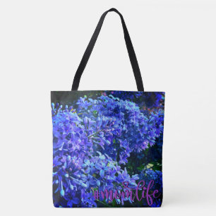 Blue purple lilacs romantic blue floral photo Mum Tote Bag