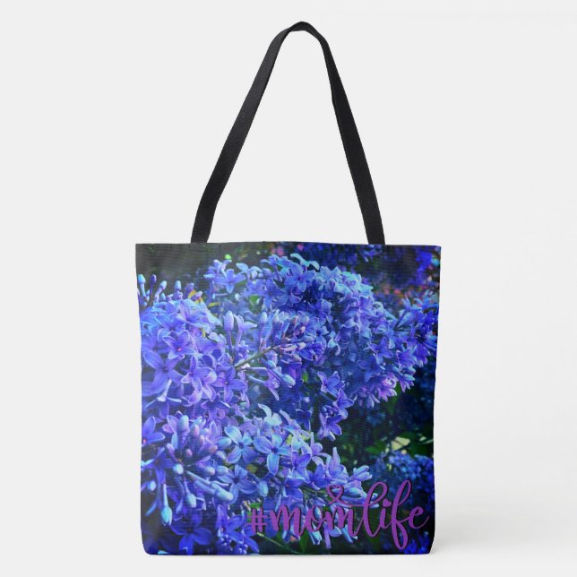 Blue purple lilacs romantic blue floral photo Mum Tote Bag (Front)