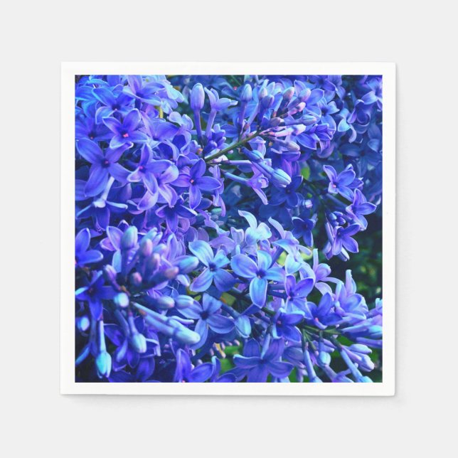 Blue purple lilacs romantic blue floral photo napkin (Front)