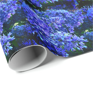 Blue purple lilacs romantic blue floral photo wrapping paper