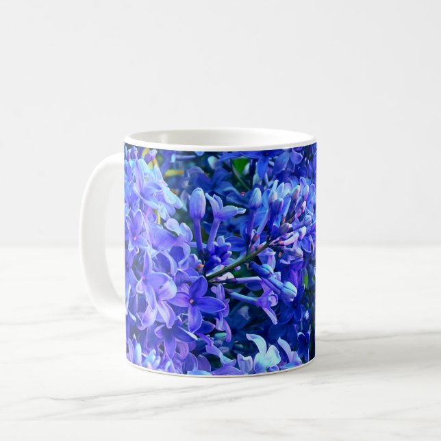 Blue purple lilacs romantic blue purple floral  coffee mug (Front Left)