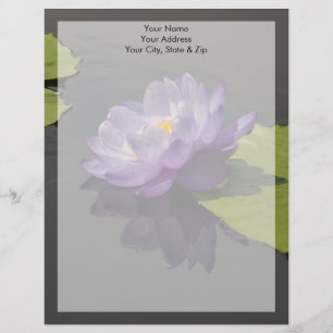 Blue Purple Lotus Waterlily Flower Customized Letterhead
