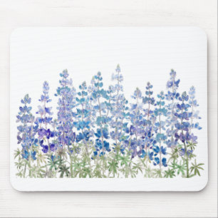 blue purple lupin flowers field horizontal mouse mat