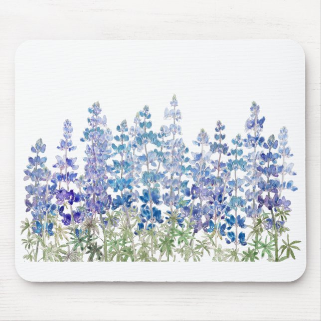 blue purple lupin flowers field horizontal mouse mat (Front)