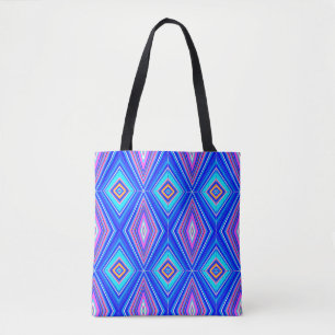 Blue Purple Magenta Diamond Pattern Tote Bag