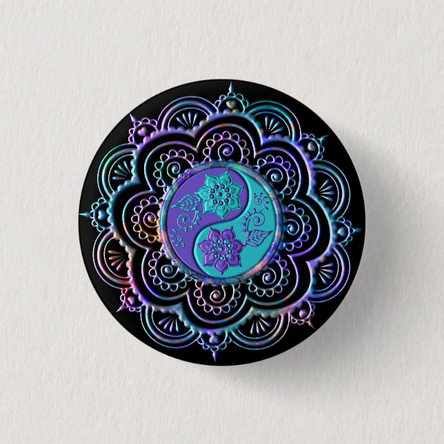 Blue & Purple Mandala 3 Cm Round Badge (Front)