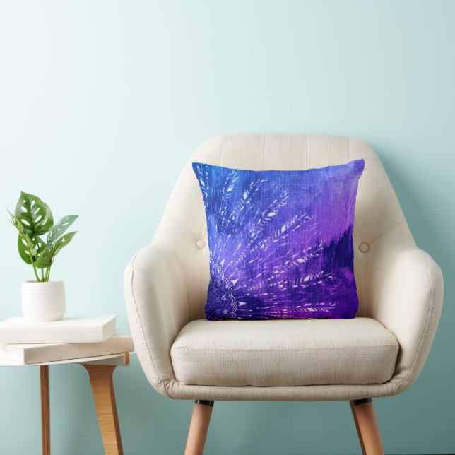 Blue Purple Mandala Clouds Boho Bohemian Cushion (Chair)