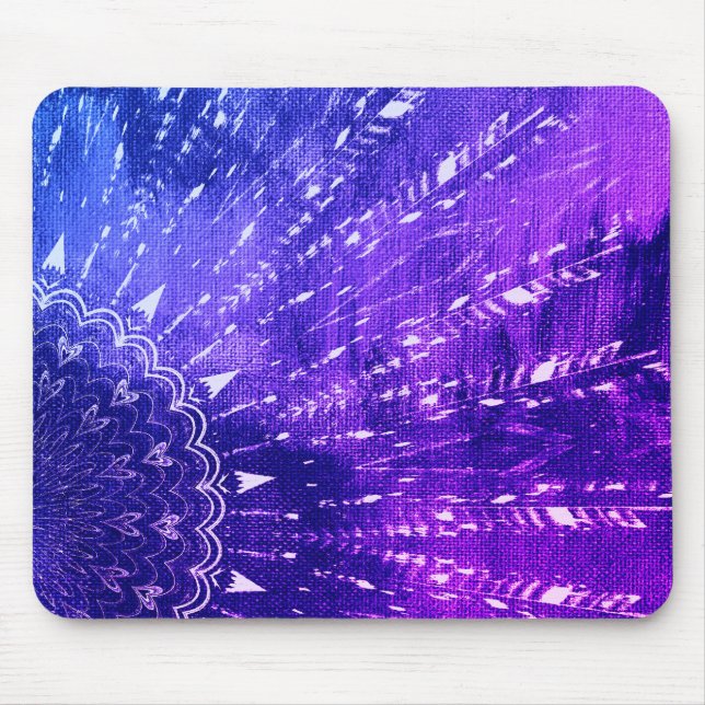 Blue Purple Mandala Clouds Boho Bohemian Mouse Mat (Front)