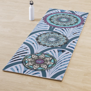 Blue Purple Mandalas Personalised Yoga Mat