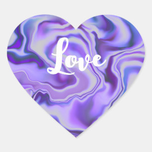 Blue & Purple Marble Digital Abstract Heart Sticker