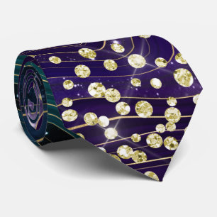 Blue & Purple Marble Gold Glitter Necktie