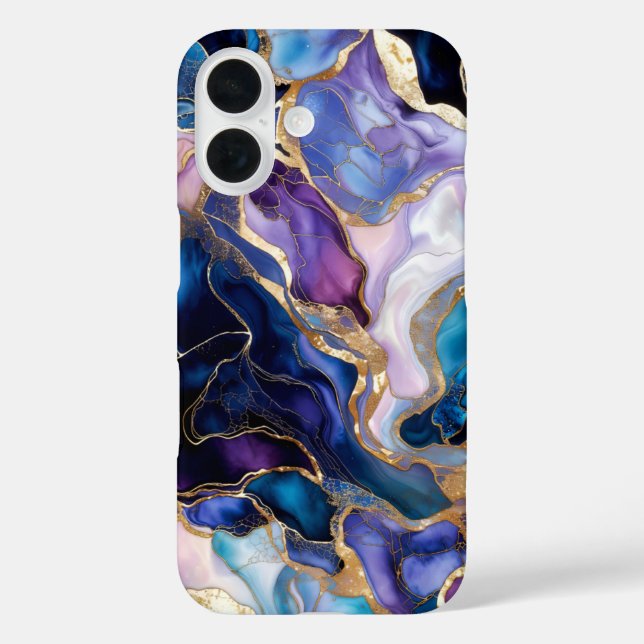 Blue Purple Marble Phone Case Gold Luxury (Back)