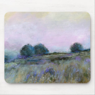 Blue Purple Meadow Landscape Impressionist Art Mouse Mat