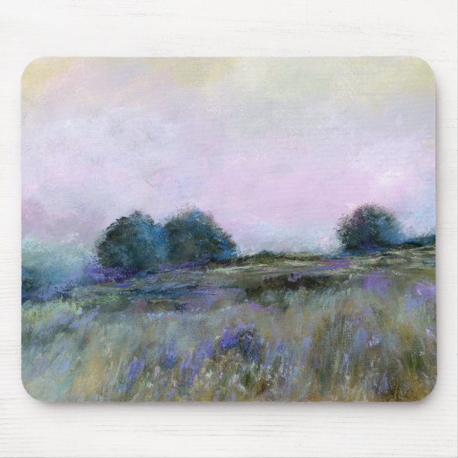 Blue Purple Meadow Landscape Impressionist Art Mouse Mat (Front)