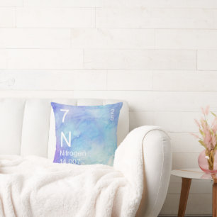 Blue Purple N Nitrogen Element Watercolor Cushion